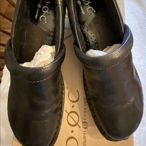 Black Leather Clog